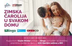 Kupovinom Glade Winter 2021 artikala u Bingo marketima pomažete djeci iz SOS Dječijih sela u BiH da imaju sretne praznične uspomene