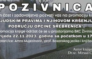 Sutra u Živinicama promocija knjige “O ljudskim pravima i njihovom kršenju na području općine Srebrenica”